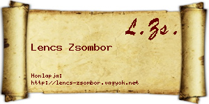 Lencs Zsombor névjegykártya